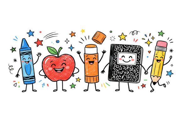 Bringing Classroom Joy to Life with Cute School Friends Doodle Clipart