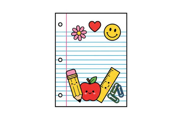 Bringing Classroom Joy to Life with Kawaii Teacher Notebook Paper School PNG Designs