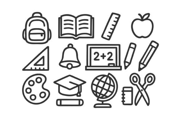 Education Icons Set, School Supplies: A Strategic Asset for Visual Communication