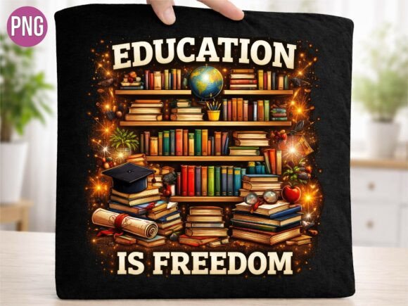 Education is Freedom Teacher Book PNG Design