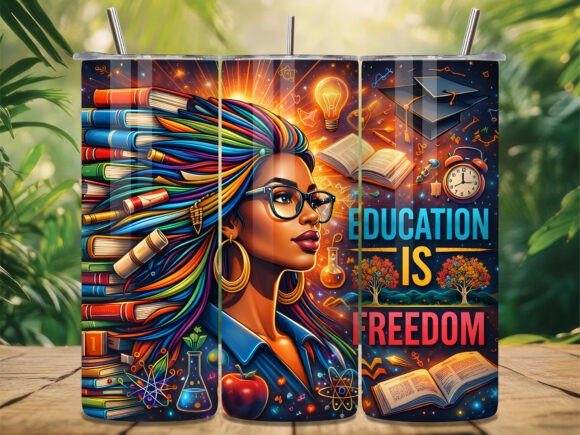 Education is Freedom Teacher Tumbler PNG: A Versatile Design for Creators and Educators