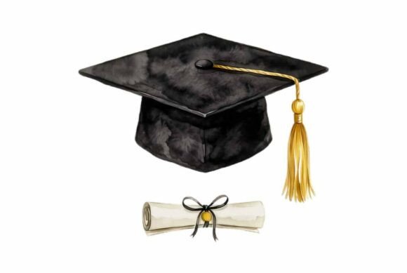 Graduation Cap with Gold Tassel Clipart: A Symbol of Achievement in Modern Design