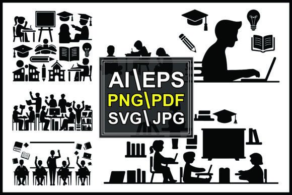 Silhouettes Education Students Teachers: A Versatile Visual Resource for Creators