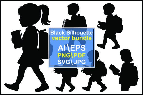 Silhouettes of Children Carrying Books: A Strategic Visual Asset for Education and Branding