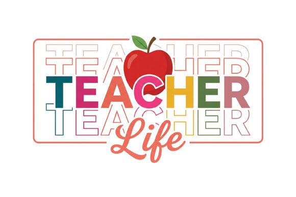 Teacher Life Apple Stacked Word Art PNG: A Strategic Asset for Educator Branding