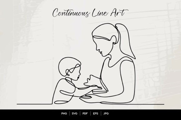 Understanding Mother Teaching Child Line Art: A Guide to Minimalist Family Illustrations
