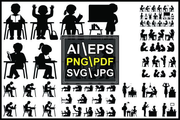 Unlocking Creative Potential with Silhouettes of Children Studying Reading